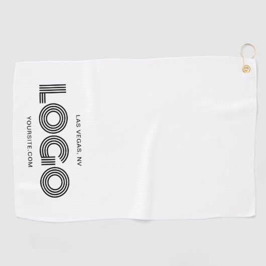 Zwart Modern Rechthoekig Logo Promo Golfhanddoek (Horizontaal)