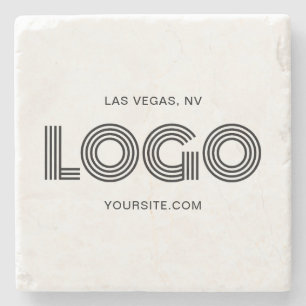 Zwart Modern Rechthoekig Logo Promo Stenen Onderzetter