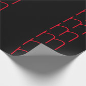 Zwart-modern rood monogram cadeaupapier (Hoek)