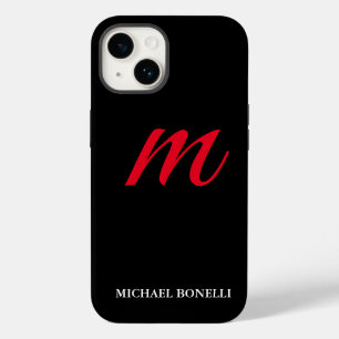 Zwart-modern rood monogram Case-Mate iPhone 14 hoesje