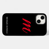 Zwart-modern rood monogram Case-Mate iPhone case (Achterkant (horizontaal))