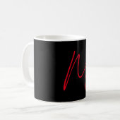 Zwart-modern rood monogram koffiemok (Voorkant links)