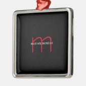 Zwart-modern rood monogram metalen ornament (Links)