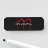 Zwart-modern rood monogram naamplaatje (In situ)