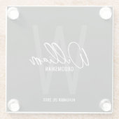 Zwart modern script - Aangepaste Groomsman naam Glazen Onderzetter (Achterkant)