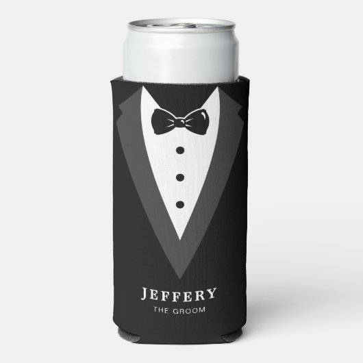 Zwart modern script - Aangepaste Groomsmen (Seltzer Achterkant)