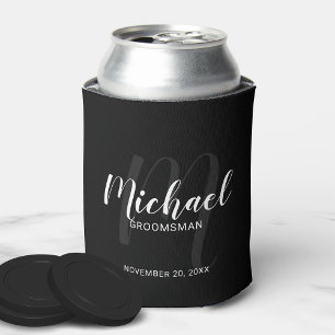Zwart modern script - Aangepaste Groomsmen Blikjeskoeler