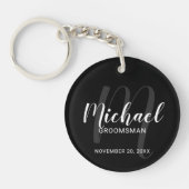 Zwart modern script - Aangepaste Groomsmen Sleutelhanger (Voorkant)