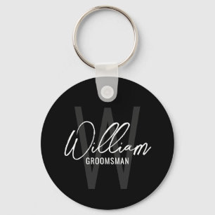 Zwart modern script - Aangepaste Groomsmen Sleutelhanger
