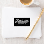 Zwart Modern Script Afstuderen Adresetiketten Etiket (Insitu)