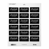 Zwart Modern Script Afstuderen Adresetiketten Etiket (Full Sheet)