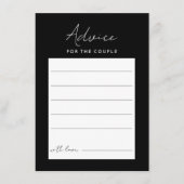 Zwart Modern Script Bruiloft Advies Kaart (Voorkant)