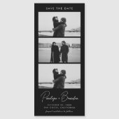 Zwart Modern Script Fotostrip Magnetische bruiloft (Voorkant)