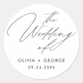 Zwart Modern Script Kalligrafie Ronde Sticker