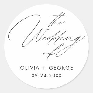 Zwart Modern Script Kalligrafie Ronde Sticker