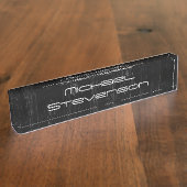 Zwart modern Script Professional-desk Naambordje (Zijkant)
