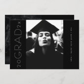 Zwart Modern Sideways Afstudeerder Foto Aankondiging (Voorkant / Achterkant)