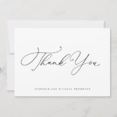 Zwart Modern Whimsical Kalligrafie Bruiloft Bedankkaart (Voorkant)