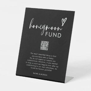 Zwart Modern Wishing Well Honeymoon Fund Sign Reclamebord Met Voetstuk