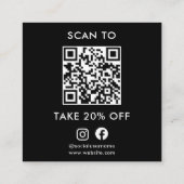 Zwart Moderne Minimalistische Dank u QR-code Kortingskaartje (Achterkant)