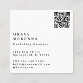 Zwart Moderne QR Code Professional Vierkante Visitekaartje (Achterkant)