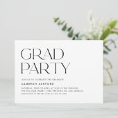 Zwart Moderne Typografie Graduation Party Kaart (Staand voorkant)