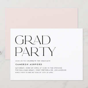 Zwart Moderne Typografie Graduation Party Kaart