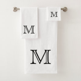 Zwart monogram bad handdoek
