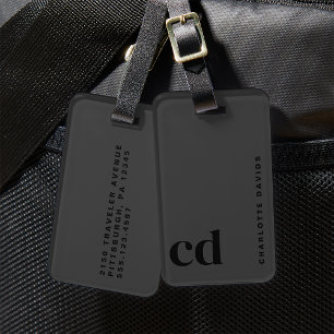 Zwart monogram bagagelabel