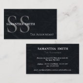 Zwart Monogram Belastingboekhouder Visitekaartje (Voorkant / Achterkant)