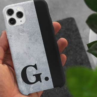 Zwart monogram cement Concrete achtergrond voor ma iPhone 11 Hoesje