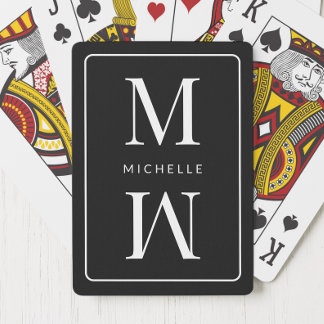 Zwart Monogram Eenvoudig Elegant Initiaal Moderne Pokerkaarten