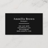 Zwart monogram | Elegante aangepaste minimale zake Visitekaartje (Achterkant)