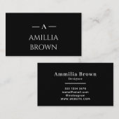 Zwart monogram | Elegante aangepaste minimale zake Visitekaartje (Voorkant / Achterkant)