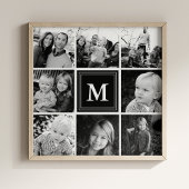Zwart monogram Familie Foto Collage Poster