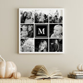Zwart monogram Familie Foto Collage Poster