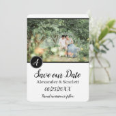 Zwart monogram foto bewaart de datum aankondiging (Staand voorkant)