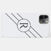 Zwart monogram in cirkel, diagonale witte lijnen Case-Mate iPhone case (Achterkant (horizontaal))