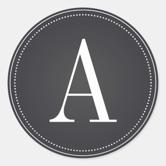 Zwart Monogram Initiaal Bruiloft Sticker (Voorkant)