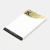 Zwart monogram Initiaal op Gold Foil Luxury Post-it® Notes (Schuin)