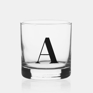 Zwart Monogram Initiaal Whiskey Glas