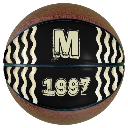  zwart Monogram jaarnummer Basketbal (Voorkant)