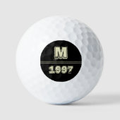 zwart Monogram jaarnummer Golfballen (Voorkant)