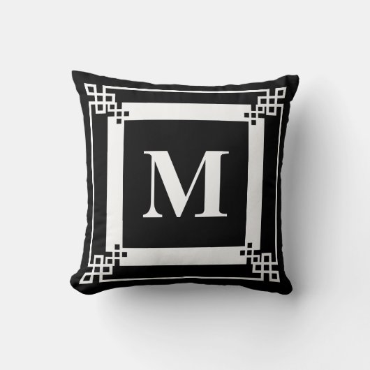 Zwart monogram kussen (Voorkant)