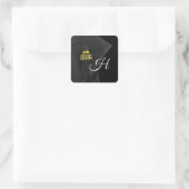 Zwart Monogram Letter Klasse van 2018 Afstuderen Vierkante Sticker (Tas)