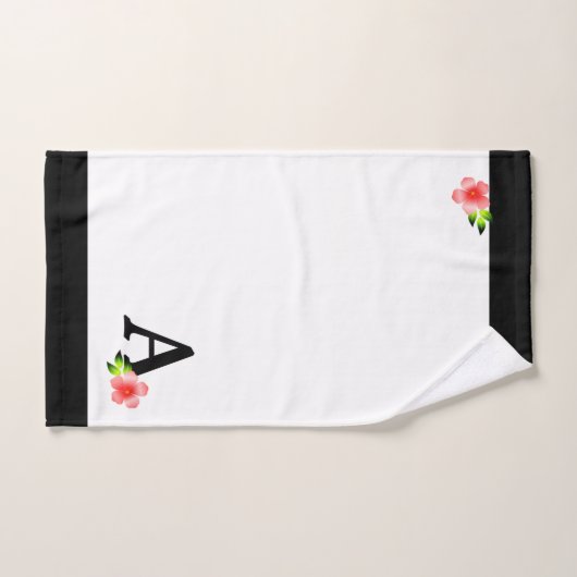 Zwart monogram met roze ventilatorbadhanddoekset bad handdoek (Handdoek)