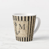 Zwart monogram Nautisch Anker Oude Wereldkaart Latte Mok (Rechterhoek)