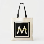 Zwart monogram op maat tote bag (Voorkant)