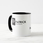 zwart monogram op wit gepersonaliseerd mok (Voorkant links)