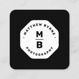 Zwart Monogram Professionele Fotograaf Embleem B Vierkante Visitekaartje